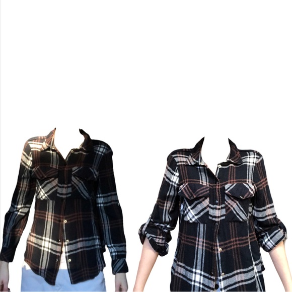 Dex blouse black white brown smooth soft with pockets - Picture 6 of 6